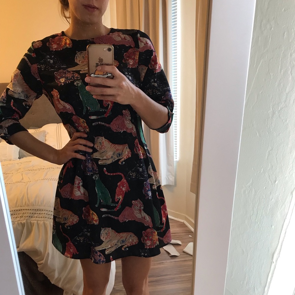 NWT Zara Silky Dress with Tiger print